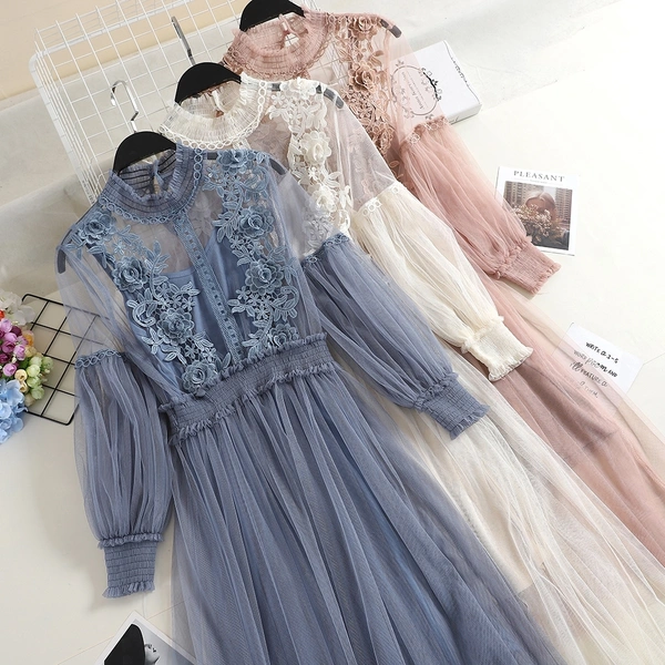 Designer net dress - net, M (Bust Size: 36 in, Length Size: 49 in) 