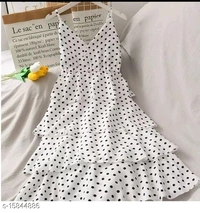 V Neck Spaghetti Polka Dot Dress - crepe, XL (Bust Size: 42 in, Length Size: 52 in) 