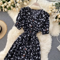 Floral Midi Dress - Rayon, L (Bust Size: 40 in, Length Size: 44 in) 
