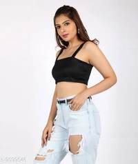 Shoulder Strap Crop Top - polyester, M (Bust Size: 33 in) 
