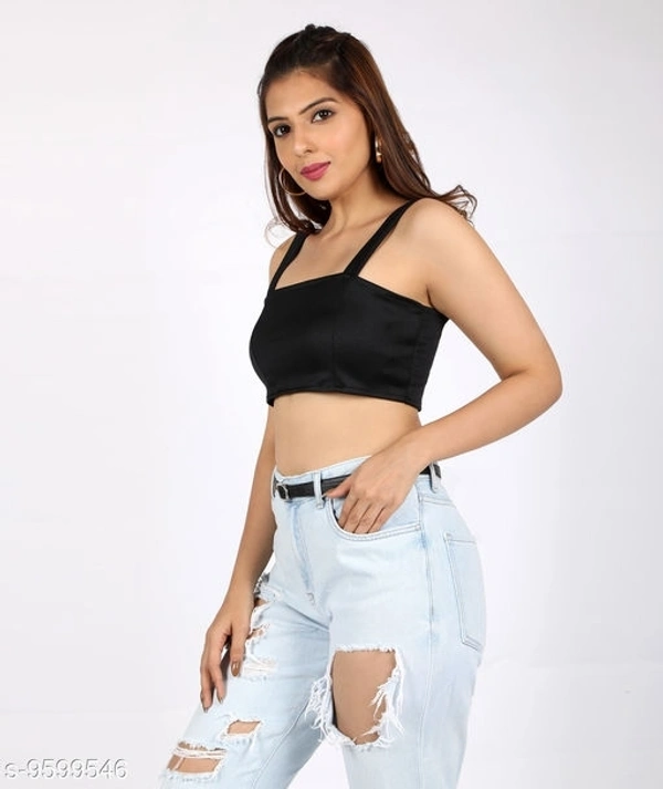 Shoulder Strap Crop Top - polyester, M (Bust Size: 33 in) 