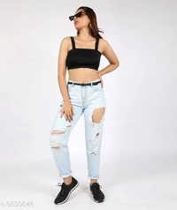 Shoulder Strap Crop Top - polyester, L (Bust Size: 35 in)