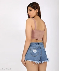 Shoulder Strap Crop Top - polyester, M (Bust Size: 33 in) 