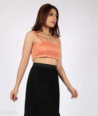 Shoulder Strap Crop Top - polyester, M (Bust Size: 33 in) 