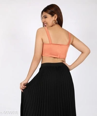 Shoulder Strap Crop Top - polyester, L (Bust Size: 35 in)