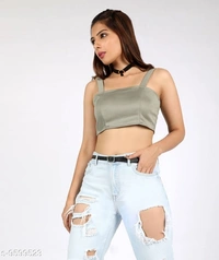 Shoulder Strap Crop Top - polyester, S (Bust Size: 31 in) 