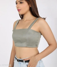 Shoulder Strap Crop Top - polyester, M (Bust Size: 33 in) 