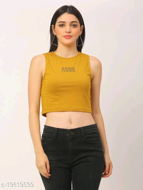 Game Over Cotton Printed Crop Top - cotton, L (Bust Size: 36 in, Length Size: 18 in) 