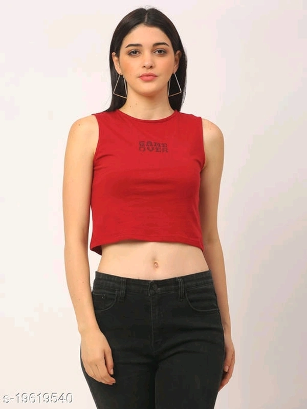 Game Over Cotton Printed Crop Top - cotton, M (Bust Size: 34 in, Length Size: 18 in) 