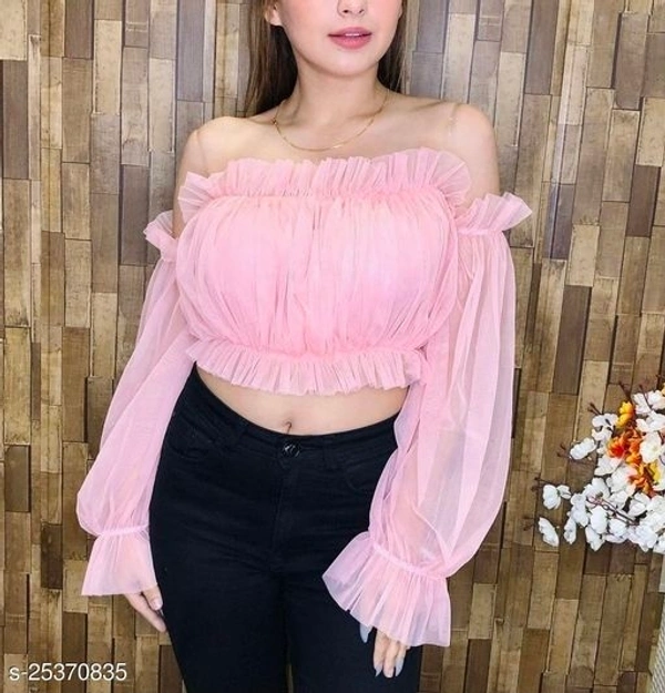 Off Shoulder Imported Net Top - net, L (Bust Size: 38 in) 