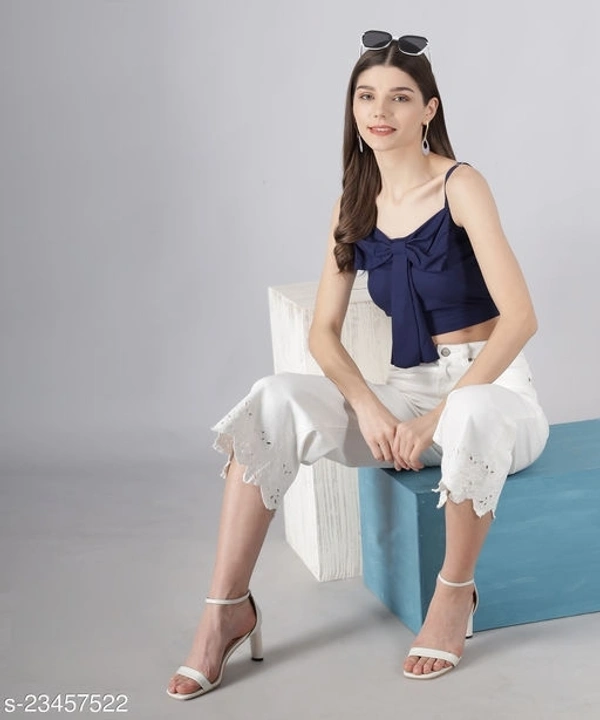 Butterfly Style Crop Top - crepe, S