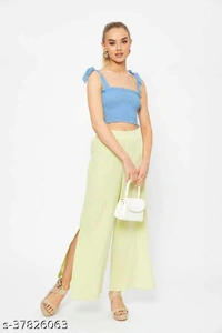  Frill Trim Shirred Top - crepe, L (Bust Size: 37 in, Length Size: 14 in) 