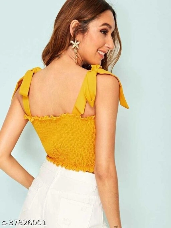  Frill Trim Shirred Top - crepe, L (Bust Size: 37 in, Length Size: 14 in) 