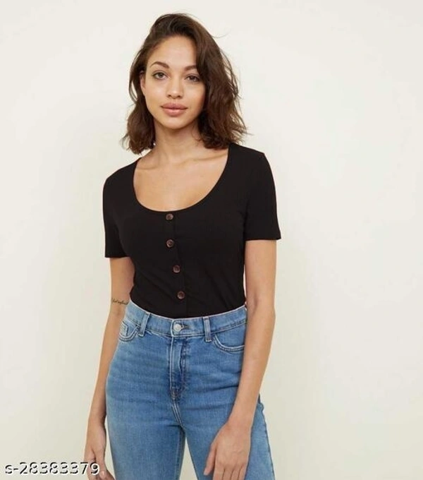 Front Button Top - lycra, L (Bust Size: 34 in, Length Size: 20 in) 