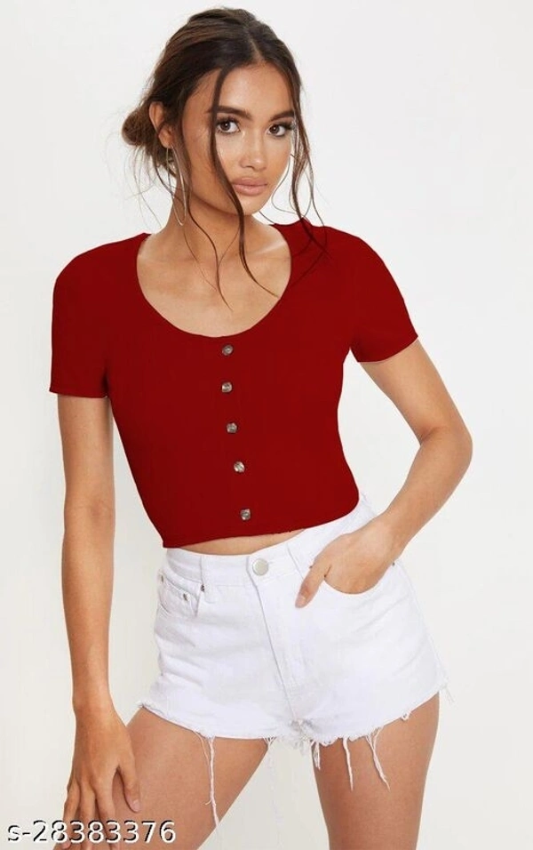 Front Button Top - lycra, S (Bust Size: 30 in, Length Size: 18 in) 