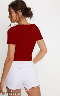 Front Button Top - lycra, M (Bust Size: 32 in, Length Size: 18 in) 