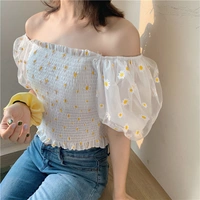 Floral Print Smocked Top - cotton silk, S