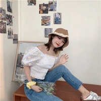 Floral Print Smocked Top - cotton silk, S