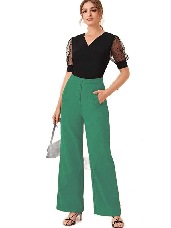 V Neck Polka Dot Top - polyester, XS (Bust Size: 32 in, Length Size: 22 in) 
