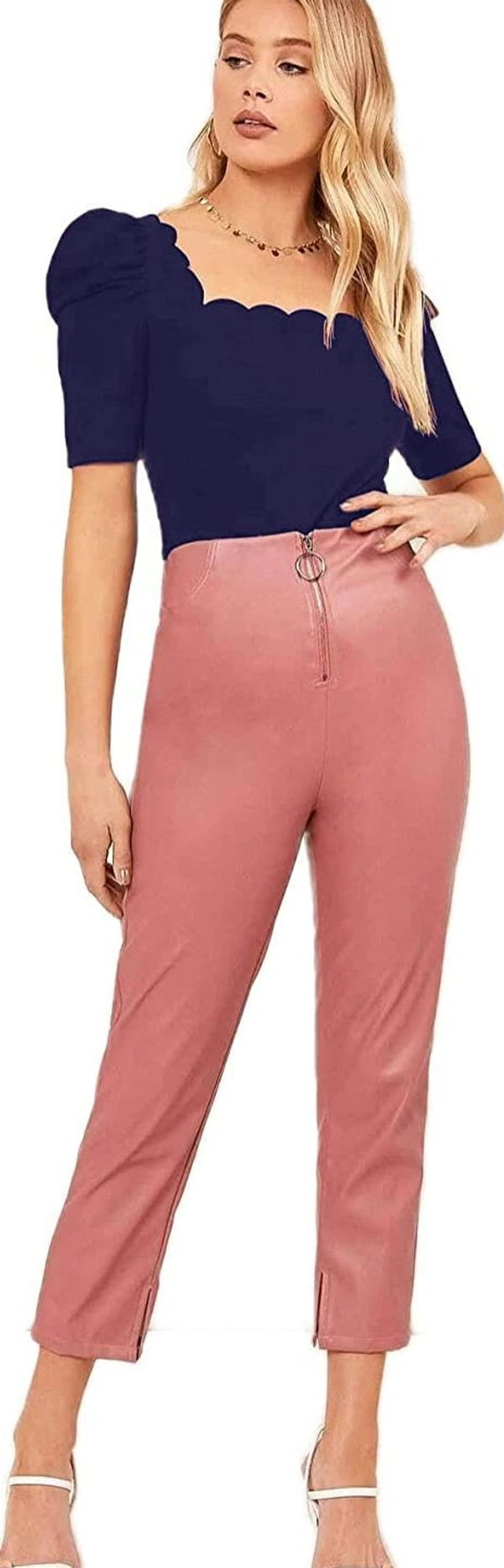 Cut Out Neck Half Sleeve Slim Fit Top - polyester, L (Bust Size: 38 in, Length Size: 24 in) 