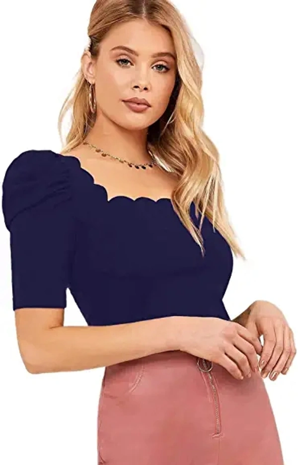 Cut Out Neck Half Sleeve Slim Fit Top - polyester, L (Bust Size: 38 in, Length Size: 24 in) 