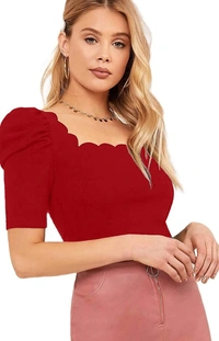 Cut Out Neck Half Sleeve Slim Fit Top - polyester, S (Bust Size: 34 in, Length Size: 23 in) 