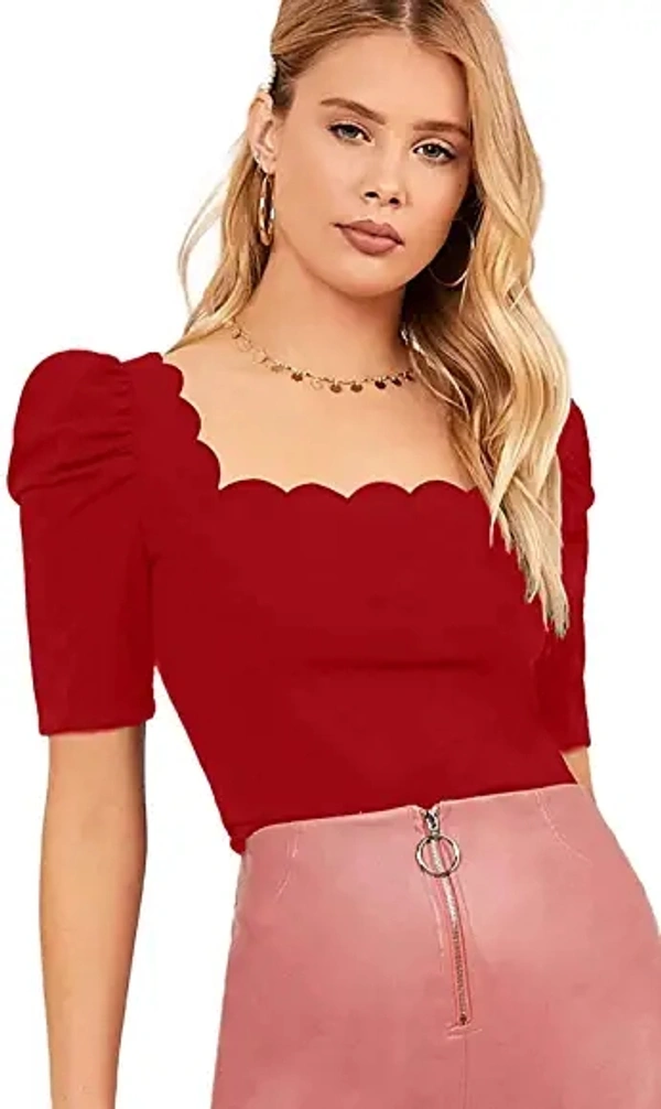 Cut Out Neck Half Sleeve Slim Fit Top - polyester, L (Bust Size: 38 in, Length Size: 24 in) 