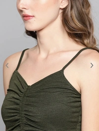 Ruched Drawstring Cami Sole Top - cotton, S