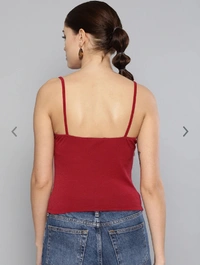 Ruched Drawstring Cami Sole Top - cotton, XS