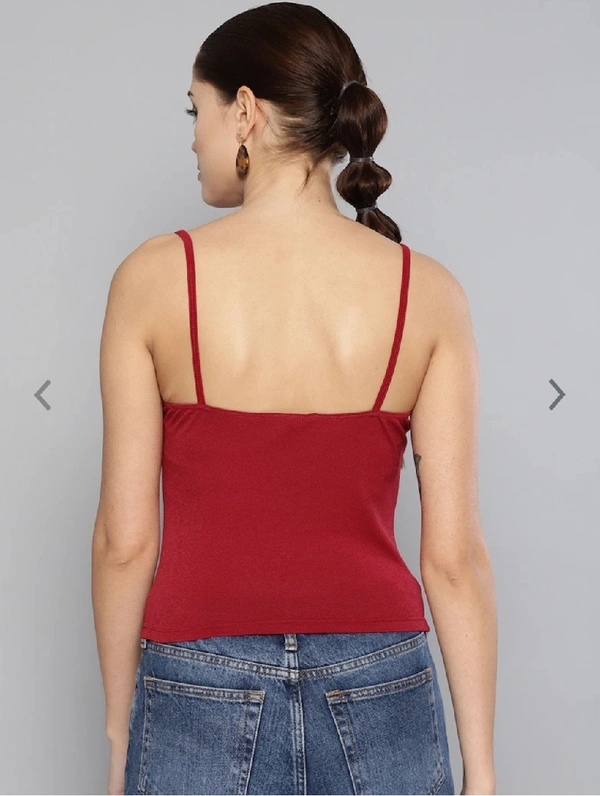 Ruched Drawstring Cami Sole Top - cotton, XL