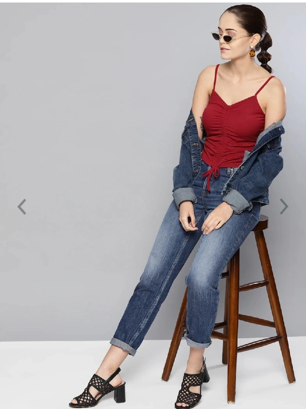 Ruched Drawstring Cami Sole Top - cotton, XXL
