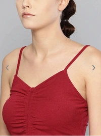 Ruched Drawstring Cami Sole Top - cotton, XXL