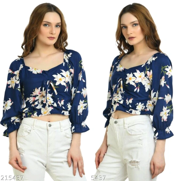 Floral Print Top  - Rayon, L (Bust Size - 40 in , Length Size - 14)