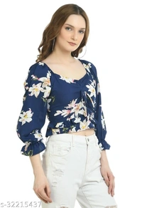 Floral Print Top  - Rayon, XL (Bust Size - 42 in , Length Size - 14)