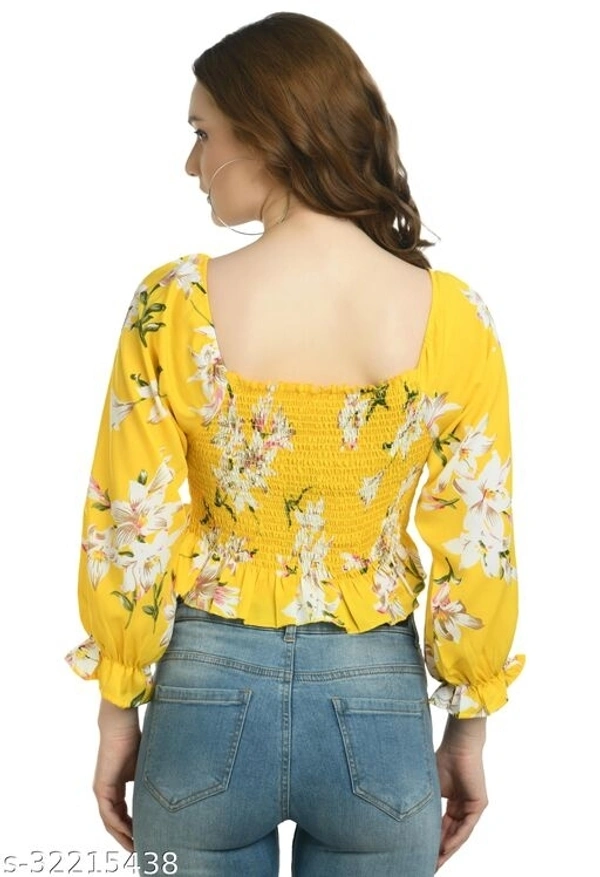 Floral Print Top  - Rayon, S (Bust Size - 36 in , Length Size - 14)