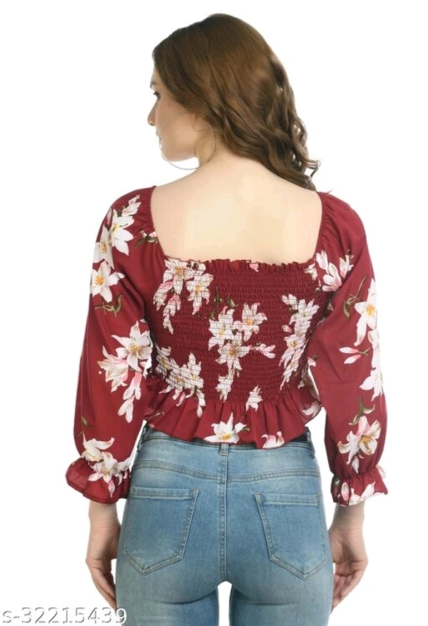 Floral Print Top  - Rayon, S (Bust Size - 36 in , Length Size - 14)
