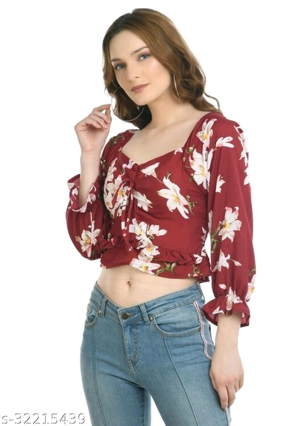 Floral Print Top  - Rayon, XL (Bust Size - 42 in , Length Size - 14)