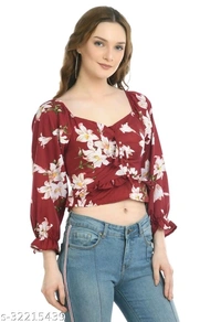 Floral Print Top  - Rayon, XL (Bust Size - 42 in , Length Size - 14)