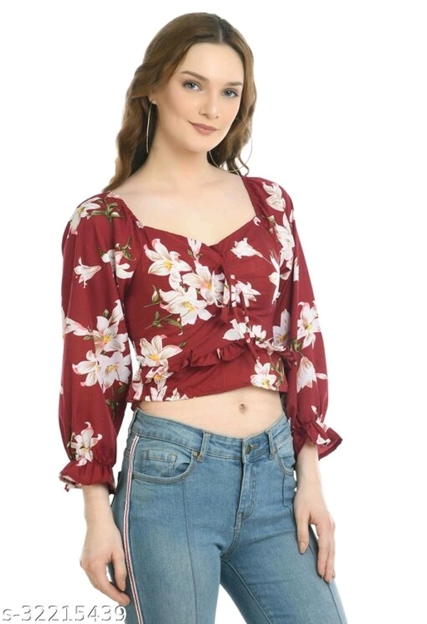 Floral Print Top  - Rayon, XL (Bust Size - 42 in , Length Size - 14)