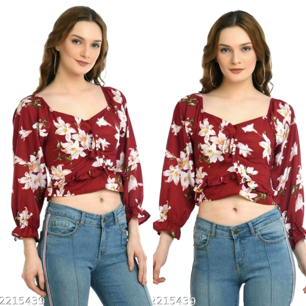 Floral Print Top  - Rayon, XL (Bust Size - 42 in , Length Size - 14)
