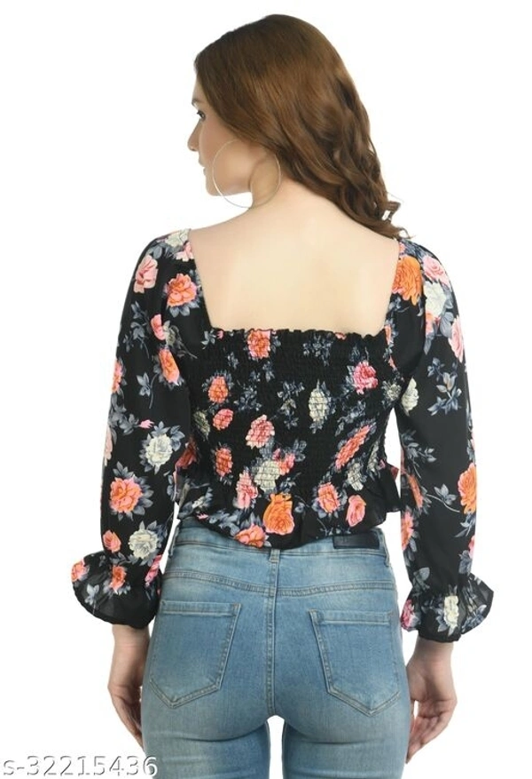 Floral Print Top  - Rayon, S (Bust Size - 36 in , Length Size - 14)
