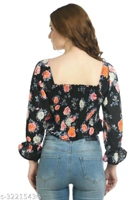 Floral Print Top  - Rayon, M (Bust Size - 38 in , Length Size - 14)