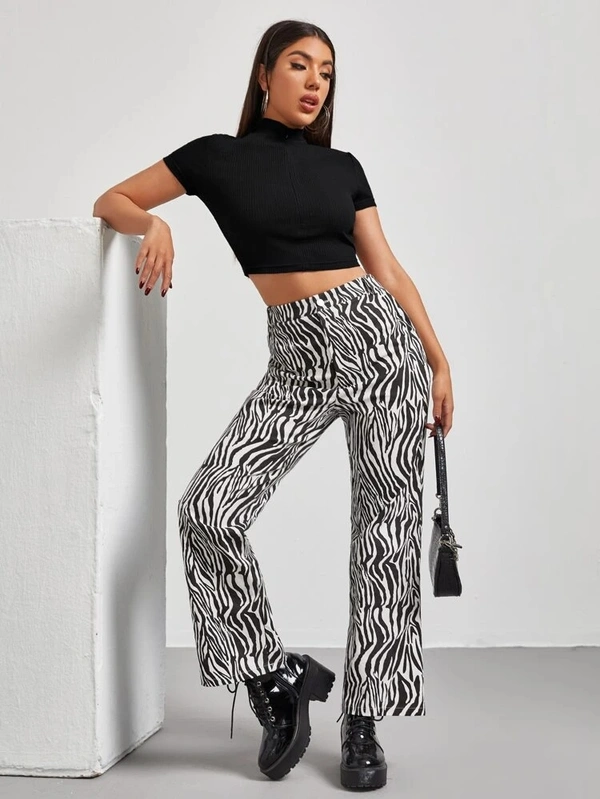 Mock-Neck Zip Half Placket Rib-Knit Top - Lycra, S (Bust Size: 30 in, Length Size: 18 in) 