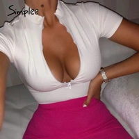 Mock-Neck Zip Half Placket Rib-Knit Top - lycra, L (Bust Size: 34 in, Length Size: 20 in) 