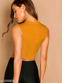 Basic Crop Tank Top - cotton blend, L (Bust Size: 38 in, Length Size: 17 in) 