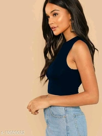 Basic Crop Tank Top - cotton blend, S (Bust Size: 34 in, Length Size: 17 in) 