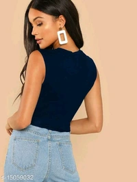 Basic Crop Tank Top - cotton blend, L (Bust Size: 38 in, Length Size: 17 in) 