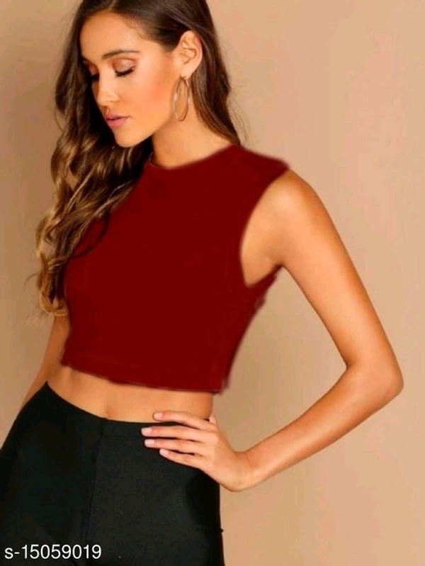 Basic Crop Tank Top - cotton blend, XL (Bust Size: 40 in, Length Size: 17 in) 