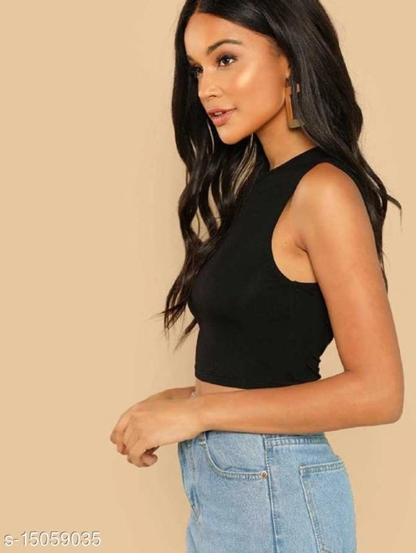Basic Crop Tank Top - cotton blend, L (Bust Size: 38 in, Length Size: 17 in) 