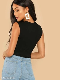 Basic Crop Tank Top - cotton blend, XL (Bust Size: 40 in, Length Size: 17 in) 